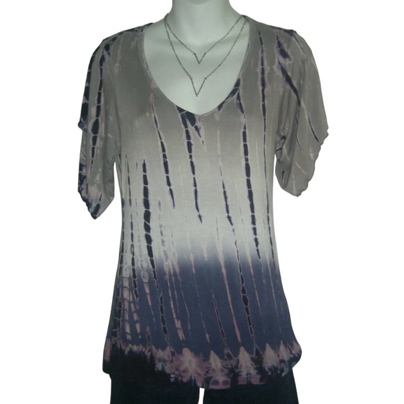 Tryst By Mathew Top Tie Dye Flutter Sleeves Boho Bohemian Festival Indie Artsy - Picture 1 of 9